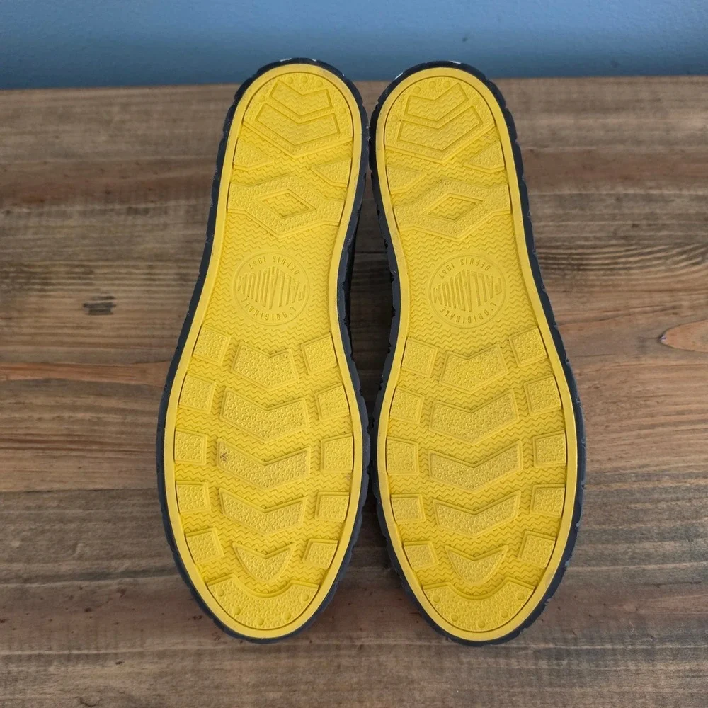Palladium Mens Palla Ace Lo Canvas Sneaker Black Yellow 77014-FP Size 9.5 - Picture 5 of 10